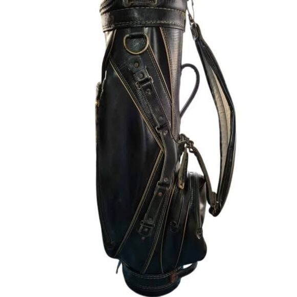 Vintage Miller Black 6-way Leather Golf Bag w/ Carry Strap - Made in USA - Picture 5 of 10